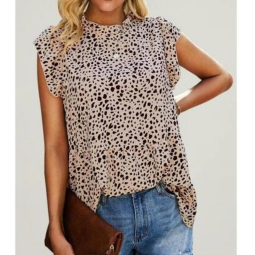 ANGASHION - Sleeveless Animal Print Top, Size Small